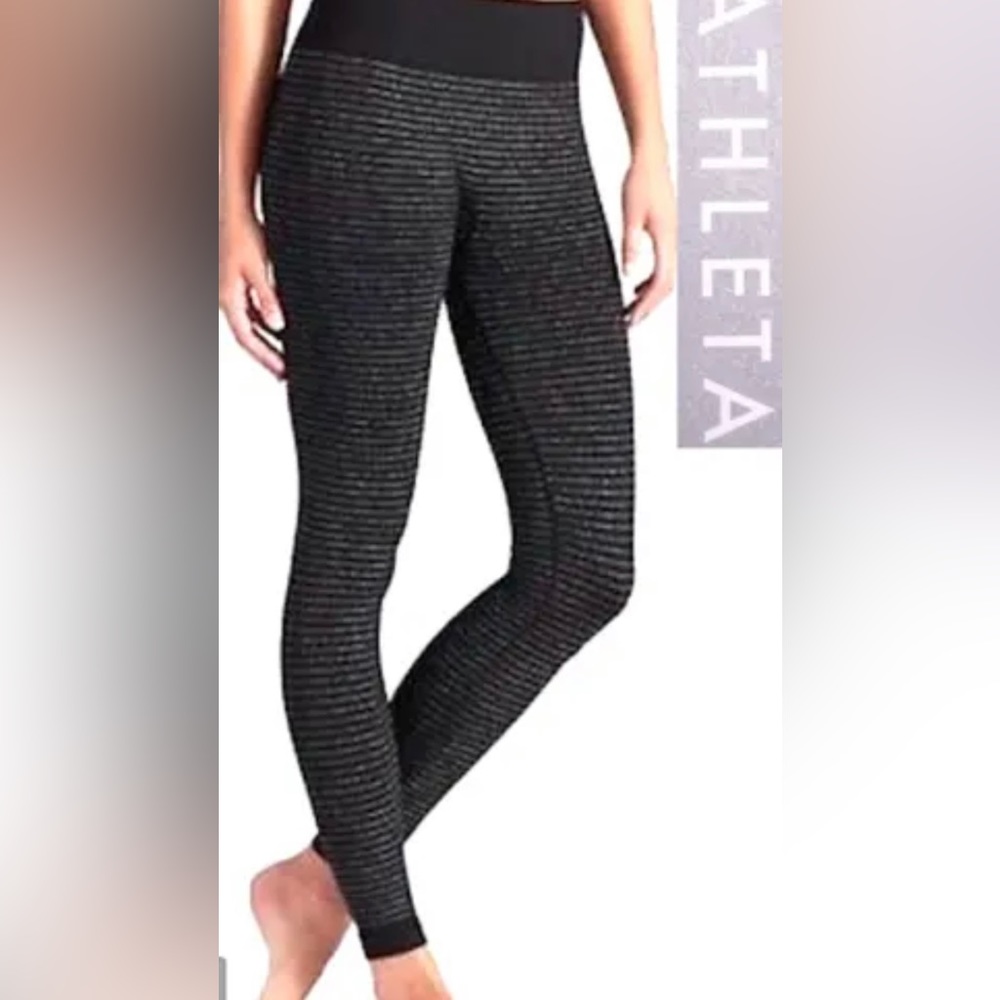 Athleta Shimmer Stripe Tight Leggings Black Size Small Women's‎